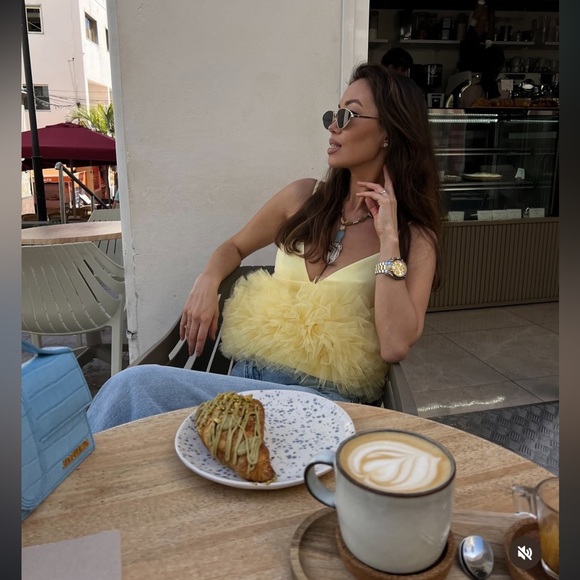 ZARA STRETCH TULLE VOLUMINOUS HEM TOP - Picture 12 of 17